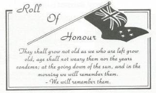 Roll of Honour - NZ Flag and Verse - They shall not grow old